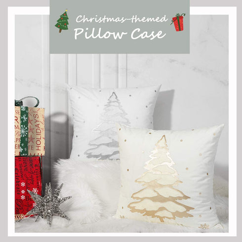 MoKo Pack of 2 Throw Pillow Cover, Soft Square Pillow Cases Foil Hot-Stamped Snowflakes Christmas Decorative Cushion Covers for Sofa Couch Bed Home Car Decoration, 18" x 18", 45 x 45 cm, Gold & Silver