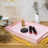 MAONAME Pink Serving Tray with Handles, Modern Decorative Tray for Coffee Table, Plastic Rectangular Tray for Ottoman, Bathroom, Decor, 15.75? x 10.2? x1.57