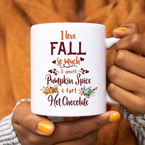 Funny Sarcastic Fall Autumn Season Coffee Mug, Gift for Friend Mom Sister, Thanksgiving Pumpkin Spice Hot Chocolate Sweater Weather Cup