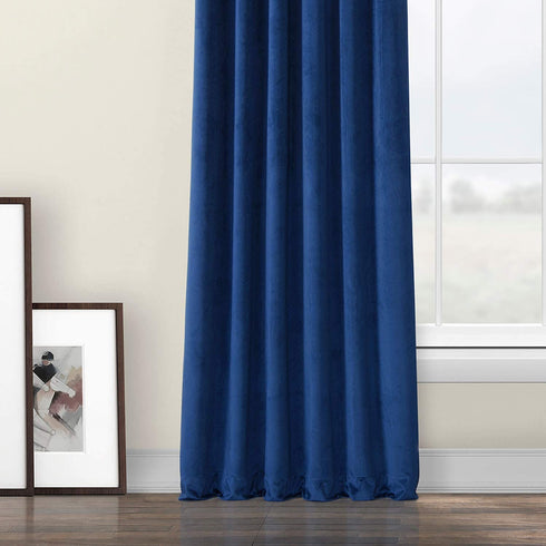 HPD Half Price Drapes VPYC Heritage Plush Velvet Curtain (1 Panel), 50 X 84, Pisces Blue