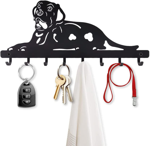 Dog Lover Key Hook Hanger Holder Organizer Rack Display with 8 Hooks Coat Leash Umbrella Hooks for Home Kitchen Office Entryway Door Bedroom Farmhouse Decor Powder-Coated Metal Keys Keychain Holders