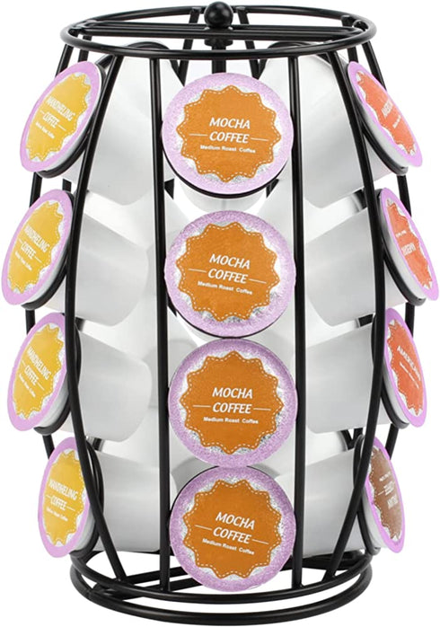 Allhercom K Cup Holder Carousel K Cups Coffee Pod Holder Storage for Counter Kcup Organizer, Hold 20 Coffee Pods, Black