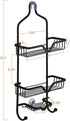 Shower Caddy Over Shower Head, Aluminum Hanging Shower Caddy, Rustproof Shower Organizer Hanging for Shampoo & Soap 3-Tier with 2 Hooks, Black, 25.1" x 11" x 4.7"