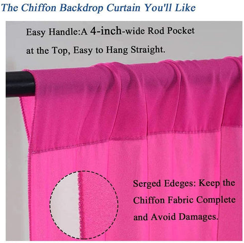 ShinyBeauty Chiffon Curtain 2 Panels Hot Pink 2.4ft x 9ft Tulle Backdrop Curtains Window Voile Curtain 2 Packs 29''x108'' Rod Pocket Elegant Curtains (29''x108'' 2 Panels, Hot Pink)