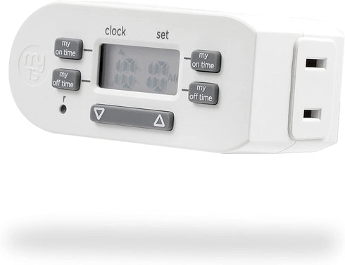 myTouchSmart Indoor Digital Plug-in Timer, 1 Outlet Polarized, 4 Programmable On/Off Buttons, Space Saving Bar Design, for Lamps, Seasonal Lighting, and Other Small Appliances, 36253, 1 Pack, White