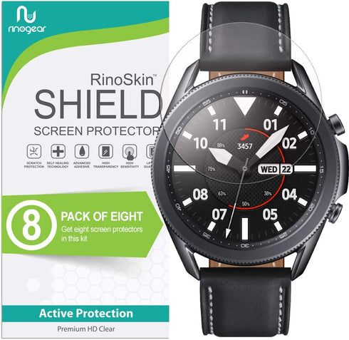 (8-Pack) RinoGear Screen Protector for Samsung Galaxy Watch 3 Screen Protector (45mm) Case Friendly Accessories Flexible Full Coverage Clear TPU Film
