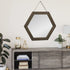 Emfogo Decorative Rustic Wall Mirror with 14 inch Hexagon Wood Framed Mirror for Bathroom,Bedroom,Over Door ,Farmhouse,Vanity, Living Room,Entryway Wall Decor