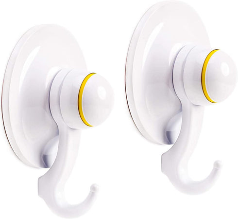 Qmagic Patented Technological Strong Vacuum Suction Cup Hooks - Suitable for Rough Surfaces - Heavy Duty Hooks Organizer for Towel, Robe, Loofah - Removable - Reusable - Cup Diameter 72mm (White, 2)