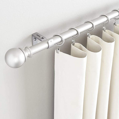 Frienda 4 Pieces Curtain Rod Brackets General Adjustable Curtain Brackets Valance Support Holders Curtain Rod Holder Wall Bracket Hooks with Screws for 1 Inch Diameter Curtain Rod (Painted Silver)