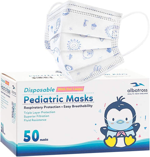 50 Pack Disposable Kids Face Mask. Breathable 3-Ply Anti-Dust / Saliva / Smog For Children Boys and Girls¦ (Blue)