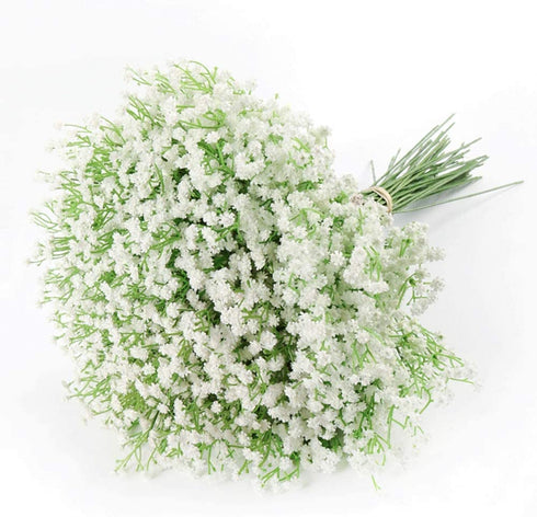 Artificial Baby Breath Gypsophila Flowers Bouquets 15 pcs Real Touch Flowers for Wedding Party DIY Wreath Floral Arrangement Home Decoration (White)