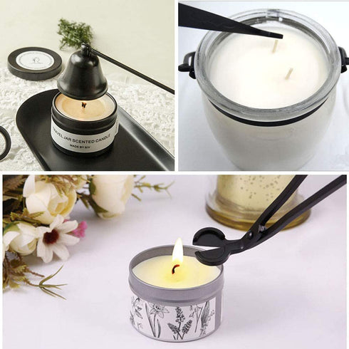 YONUFI Candle Snuffer, Candle Wick Trimmer Wick Dipper with Tray 4 in 1 Candle Accessory Set (Black)