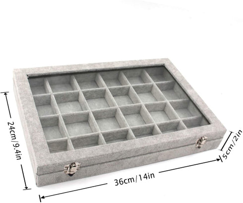 KLOUD City Jewelry Box Organizer Display Storage case?Gray-24 Grid?