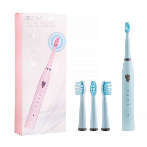 Rechargeable Electric Sonic Toothbrush for Adults 5 Modes Electric Toothbrush with 2 Mins Timer and 4 Brushheads, for Daily Tooth Whitening and Oral Care(Blue)