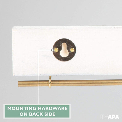 Ilyapa Wall Mounted Jewelry Organizer, Rustic White Wood - Earring, Bracelet and Necklace Holder - 3 Piece Jewelry Hanger Rack Set