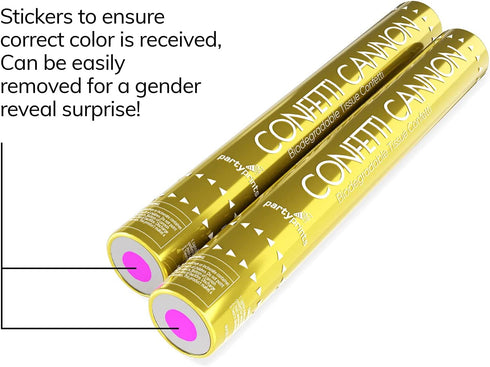 PartyPrints Extra Large Confetti Cannons - Pink 4 Pack Box, 18 Inch - Gender Reveal Party Favors - Eco Friendly, Biodegradable, Tissue Confetti Poppers