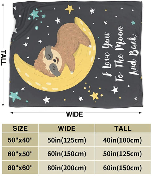 Sloth Blanket, Soft Throw Blanket for Couch, Warm Flannel Blankets, Cozy Plush Lightweight Blanket for Bedroom Couch Sofa, Gift for Kids Adults 50"X40"