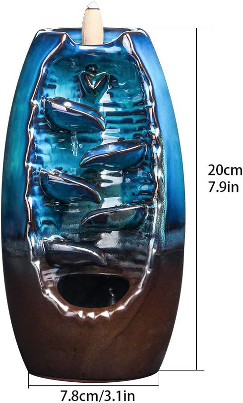 Attom Tech Home Back Flow Incense Burner, Ceramic Waterfall Incense Holder, Incense Ash Catcher