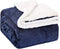 EMME Sherpa Fleece Blanket Reversible Warm Cozy Microfiber Soft Plush Throw Blanket, Fuzzy Blanket Ultra Luxurious Plush Blanket for Bed Couch Sofa Outdoor Travel (Navy, 50"x60")