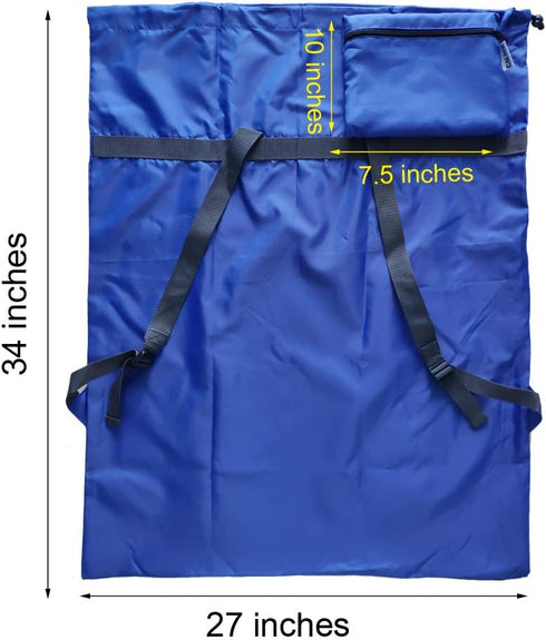 2 Pack Extra Large Laundry Bag Backpack 27?x34? Sturdy and tear resistant Heavy Duty backpack with drawstring closure and Shoulder Strap laundry bags for College Dorm Camp fold travel (Black&Blue)