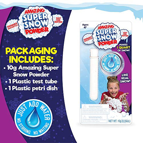 Be Amazing! Toys Super Snow Test Tube– Instant Snow Powder, Faux Snow Kit for Kids- Reusable Snow - Make 1 Quart of Snow, Test Tube Science Experiments for Boys Girls Ages 4+