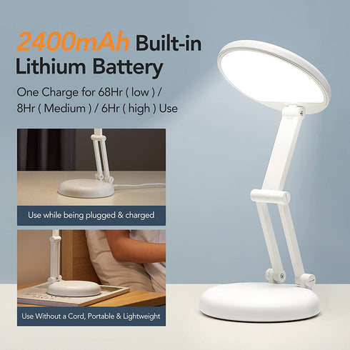 ONEFIRE Desk Lamp Kids Desk Lamp Small Desk Lamp, 8 Brightness Desk Lamps Office Portable & Foldable, Cute Desk Lamp White Desk Lamp Study Lamp, Battery Operated Lamp Rechargeable Lamp Cordless Lamp