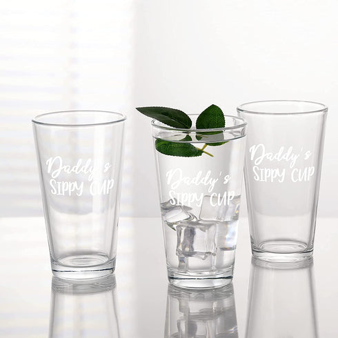 Father Gift - Daddy™s Sippy Cup Beer Glass 15Oz, Funny Dad Beer Pint Glass for Men Dad Father New Dad Husband Daddy, Special Beer Glass Idea for Father™s Day Christmas Birthday, 15Oz