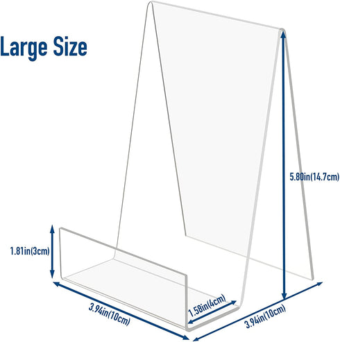 TRIMOU Clear Acrylic Book Stand with Ledge Clear Acrylic Book Display Easel, Display Stand for Displaying Books Pictures Albums Comic Books CDs Artworks Tablets or Other Items (Large)