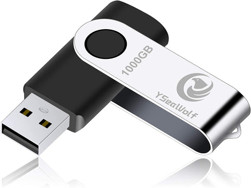 USB Flash Drive 1000GB, 2.0 USB Thumb Drives YSeaWolf for Computer/Laptop, External Data Storage Drive with Rotated Design, Memory Stick, Jump Drive Storage for Storing Photo/Video/Music/File(Black)
