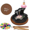 prosfalt Ceramics Waterfall Backflow Incense Holder Burner,Incense Seat with 50 Backflow Incense Cones+35 Incense Sticks Aromatherapy Home Decor Can Anxiety Relief Pressure -Black