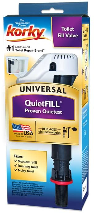 Korky 528 Toilet Fill Valve, Universal, Black