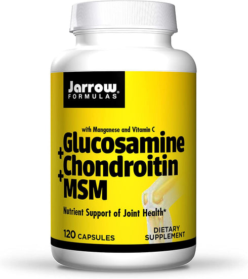Jarrow Formulas Glucosamine + Chondroitin + MSM - 120 Capsules - Nutrient Support of Joint Health - With Vitamin C & Manganese - 30 Servings