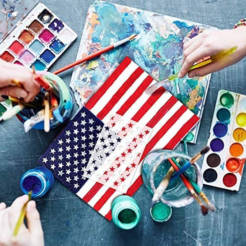 Koogel 7 Pcs Plastic Stencil Template, 3 Sizes American Flag 13/50 Star Stencil Template for Planner/Notebook/Wood/Wall/Graffiti/Card DIY Drawing Painting Craft Projects