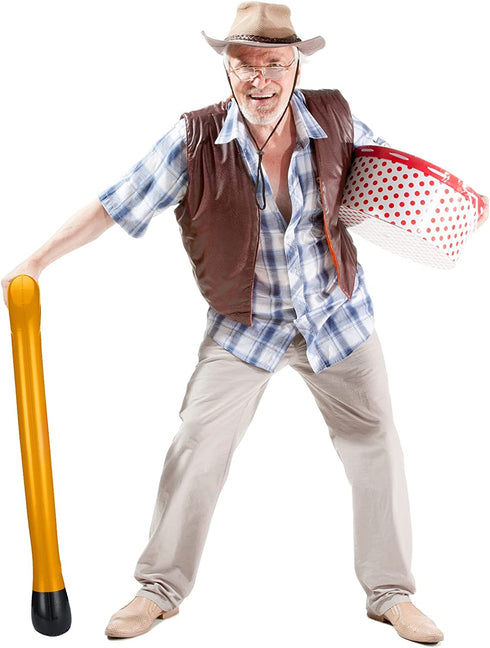 4 Pieces Old Man Inflatable Walking Canes Sticks Funny Old Age Costume Accessories Blow up Decorations for The 100th Day of School, a Gag Gift, Retirement Party Supplies