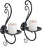 Candle Sconces Wall Decor Black Candle Holder for Pillar - Rustic Decorative Metal Candles Set of 2 for Living Room, Farmhouse, Fireplace, Wedding