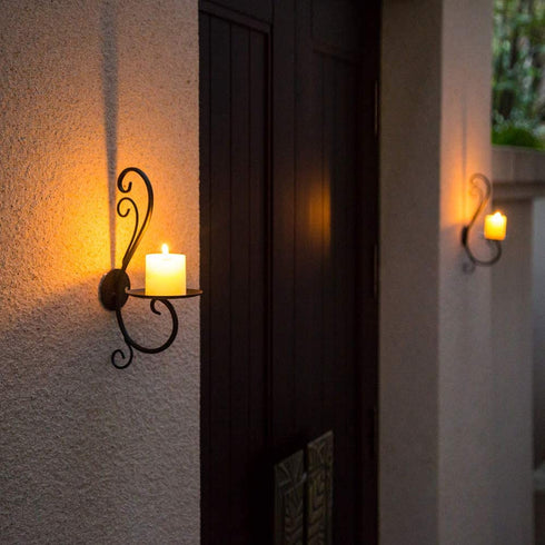Candle Sconces Wall Decor Black Candle Holder for Pillar - Rustic Decorative Metal Candles Set of 2 for Living Room, Farmhouse, Fireplace, Wedding