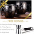 Moscow Mule Mugs Set of 2 - Black Plated Hammered Mugs 18 oz/ 550ml With Brass Handle and Stainless, Unlined Cups For Moscow Mule Cocktails and other Chilled Drinks (Black) SC020