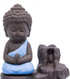 JULAN Incense Burner Backflow Tower Cones Incense Stick Holder Ceramic Porcelain Buddha Waterfall Monk Ash Catcher with 40 Backflow Incense Cones for Home Office Yoga Decor Aromatherapy Ornament