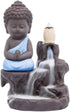 JULAN Incense Burner Backflow Tower Cones Incense Stick Holder Ceramic Porcelain Buddha Waterfall Monk Ash Catcher with 40 Backflow Incense Cones for Home Office Yoga Decor Aromatherapy Ornament