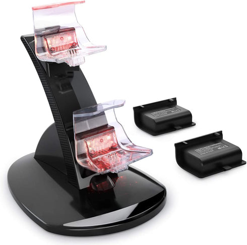 Rechargeable Battery Pack for Xbox One Controller, YCCTEAM Controller Charger Station for Xbox One/One X|S/Elite Controller, Dual Charging Station for Xbox One with 2x1200mAh Xbox Rechargeable Battery