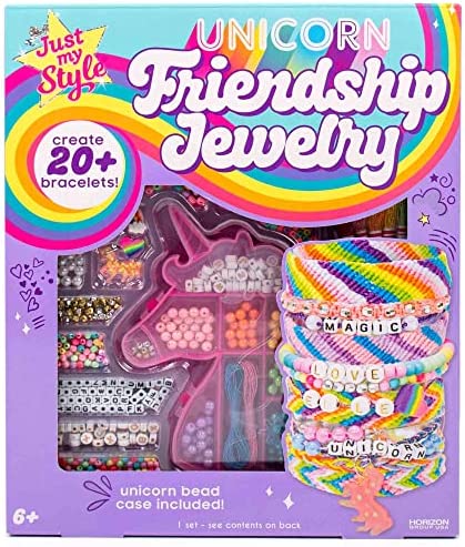 Just My Style Unicorn Friendship Bracelets Kit – 1300+ Beads – ABC Bead Bracelet Set – DIY Bracelet Kits for Kids Ages 6 and Up