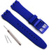 OliBoPo Replacement Waterproof Silicone Rubber Watch Strap Watch Band for Swatch (17mm 19mm 20mm) (17mm, Azure)