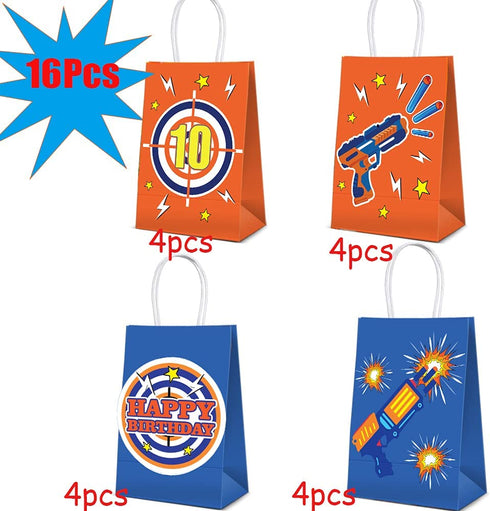 Cracoo Dart War Party Supplies Bags Toy Birthday Wars Party Goody Treat Bags for Cutouts Blaster Gun Party Supplies Dart Battle Decor -16 Pack
