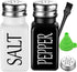 Salt and Pepper Shaker Set,Farmhouse Salt and Pepper Shakers,Vintage Glass Black and White Shaker Set With Stainless Steel Lid, Easy To Fill And Clean
