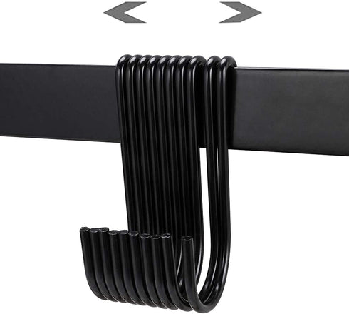 Kitchen Wall Mounted Hanging Utensil Holder Rack, Wrought Iron Rail Rack with 10 S Hooks for Hanging Kitchen Utensils Set & Cookware,16 inch