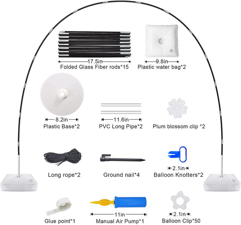 Anbeser Balloon Arch Kit - 9FT Tall & 10Ft Wide Adjustable Balloon Arch Stand with Water Fillable Base,50Pcs Balloon Clips,Balloon Pump Knotter-for Baby Shower, Wedding, Birthday, Graduation, Party Supplies Decorations