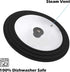 Houseables Pot Lid, Pan Cover, Universal, Silicon, Tempered Glass, Black, Fits 10", 11", 12", 4mm Thick, Vented, Replacement Top for Crockpot, Cast Iron Skillet, Heat Resistant Handle, Dishwasher Safe