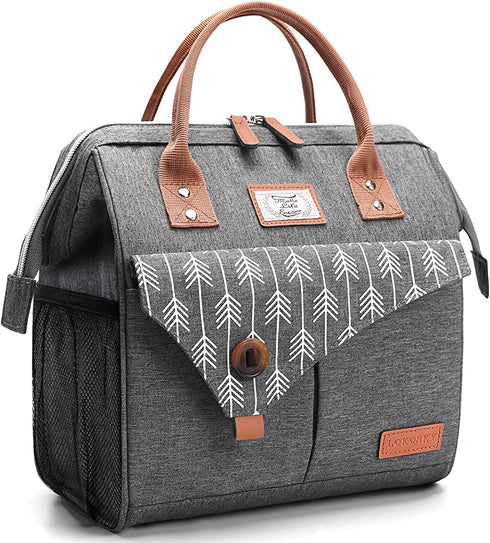Lekesky Lunch Bag for Women Insulated Lunch Box Leakproof Lunchbox for Adult Work, Grey