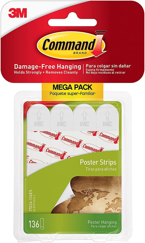 Command 669900230490 Poster Mega-Pack 136 Strips, White, Multi