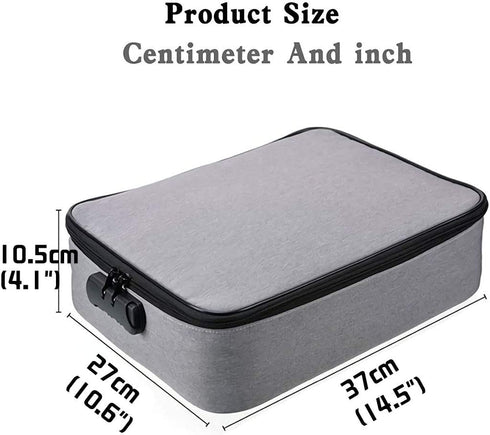 DELIWAY Waterproof 3-Layer Document Storage Bag with Password Lock,A4 Letter Size Document Holder,Portable Organizer for Passport,Legal Documents,Files,Valuables (Gray)
